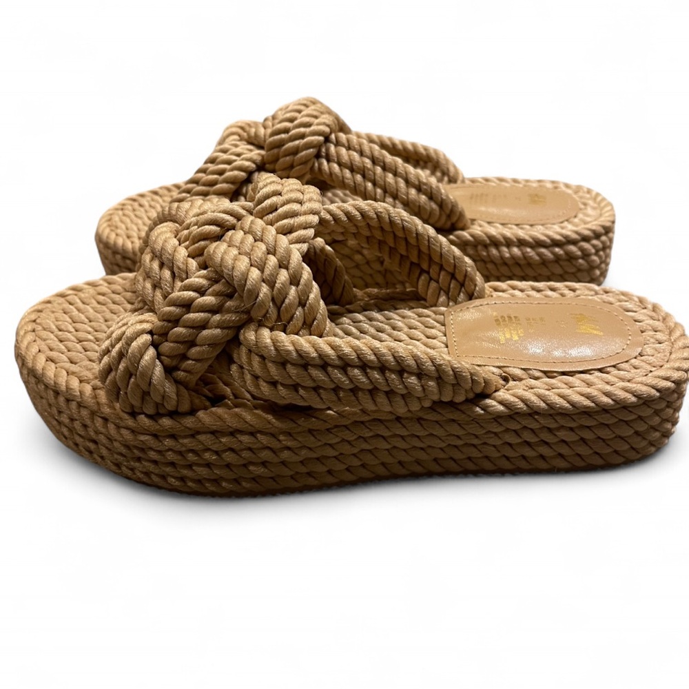 H&M Beige Braided Sandals Size 37 NWOT Bohemian Boho Chic Beach